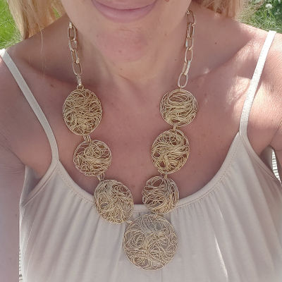 Bronze Mesh Circles Necklace
