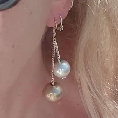 Silver and Gold Double Ball Chain Earrings