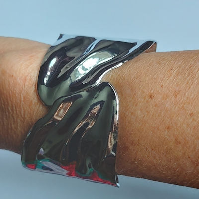 Silver Geometric Hinged Cuff