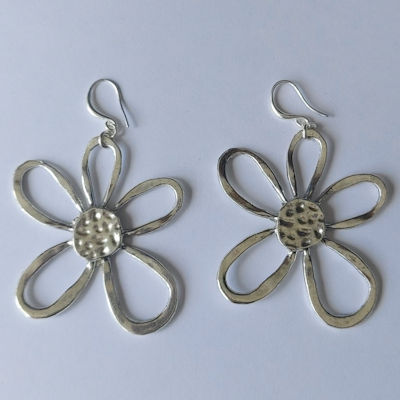 Silver Plated Large Flower Drops