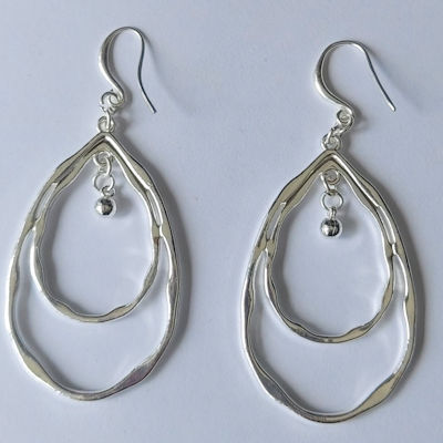 Silver Boho Bead Oval Loops