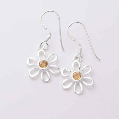 Sterling Silver Citrine Flower Earrings