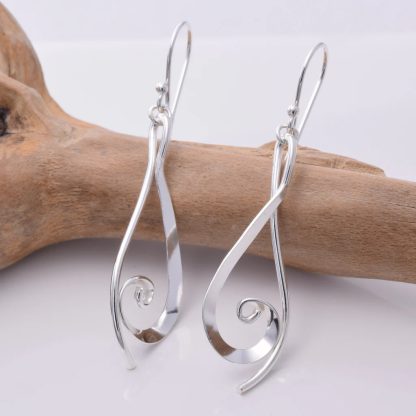 Sterling Silver Scroll Drop Earrings