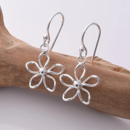 Sterling Silver Wirework Daisy Drop Earrings