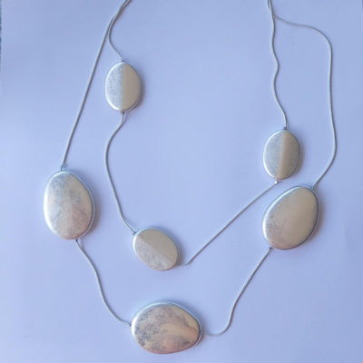 Silver Flat Oval Shapes Necklace