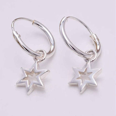 Sterling Silver Star Huggies